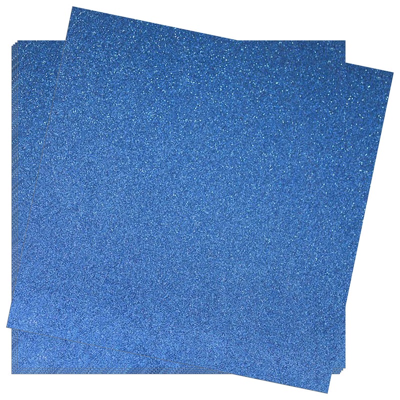 Crafasso 12" x 12" 300gms Heavy & Premium Glitter cardstock, 15 Sheets, Marine - Image 1